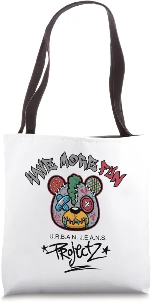 Urban Street Wear Teddy Bear With Buttons & Seam ART ON BACK Tote Bag