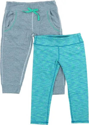 Vigoss Girls 2-piece Athletic Pants Set (8, Turquoise/Grey)