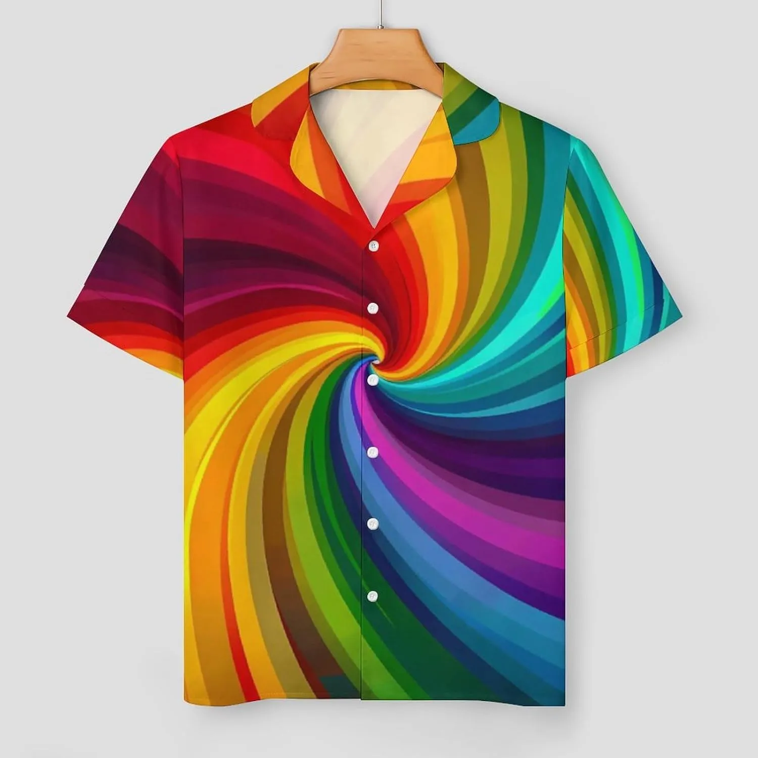 Vortex Swirling Colorful Rainbow Women's Satin Pajama Set Short Sleeve Button Down Sleepwear Loungewear Pj Set