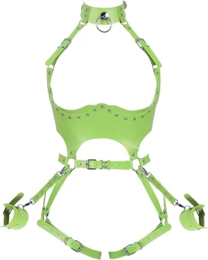 Waist Garter belt Punk Full body harness for women Photography Dance Rock Halloween Leather cage Chest strap set
