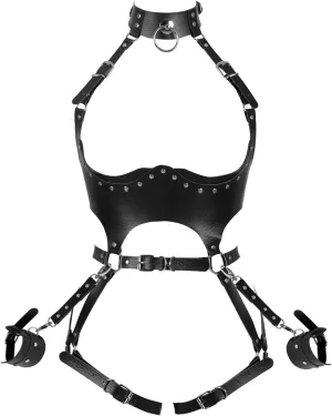 Waist Garter belt Punk Full body harness for women Photography Dance Rock Halloween Leather cage Chest strap set