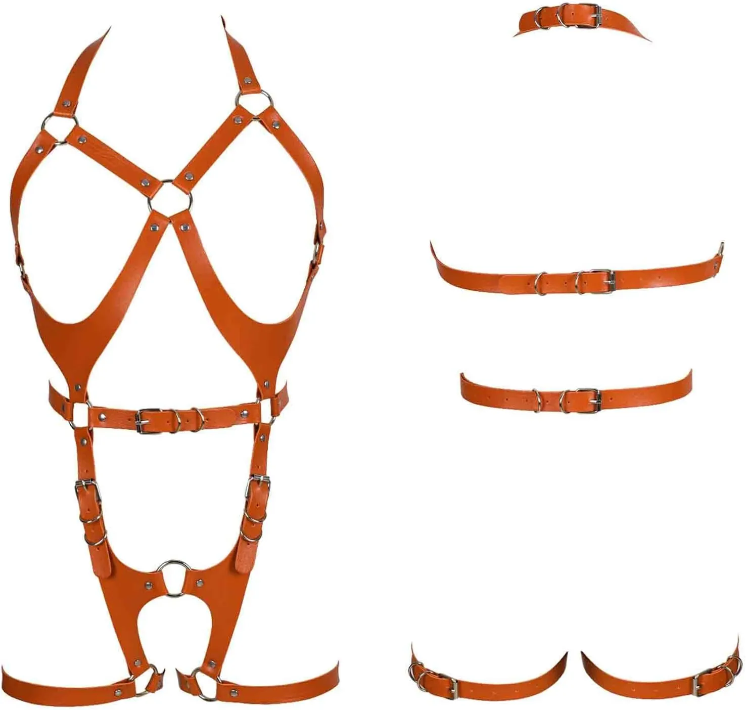 Waist garter belt set Punk Full body harness for women Photography Dance Rock Leather cage Chest strap Halloween
