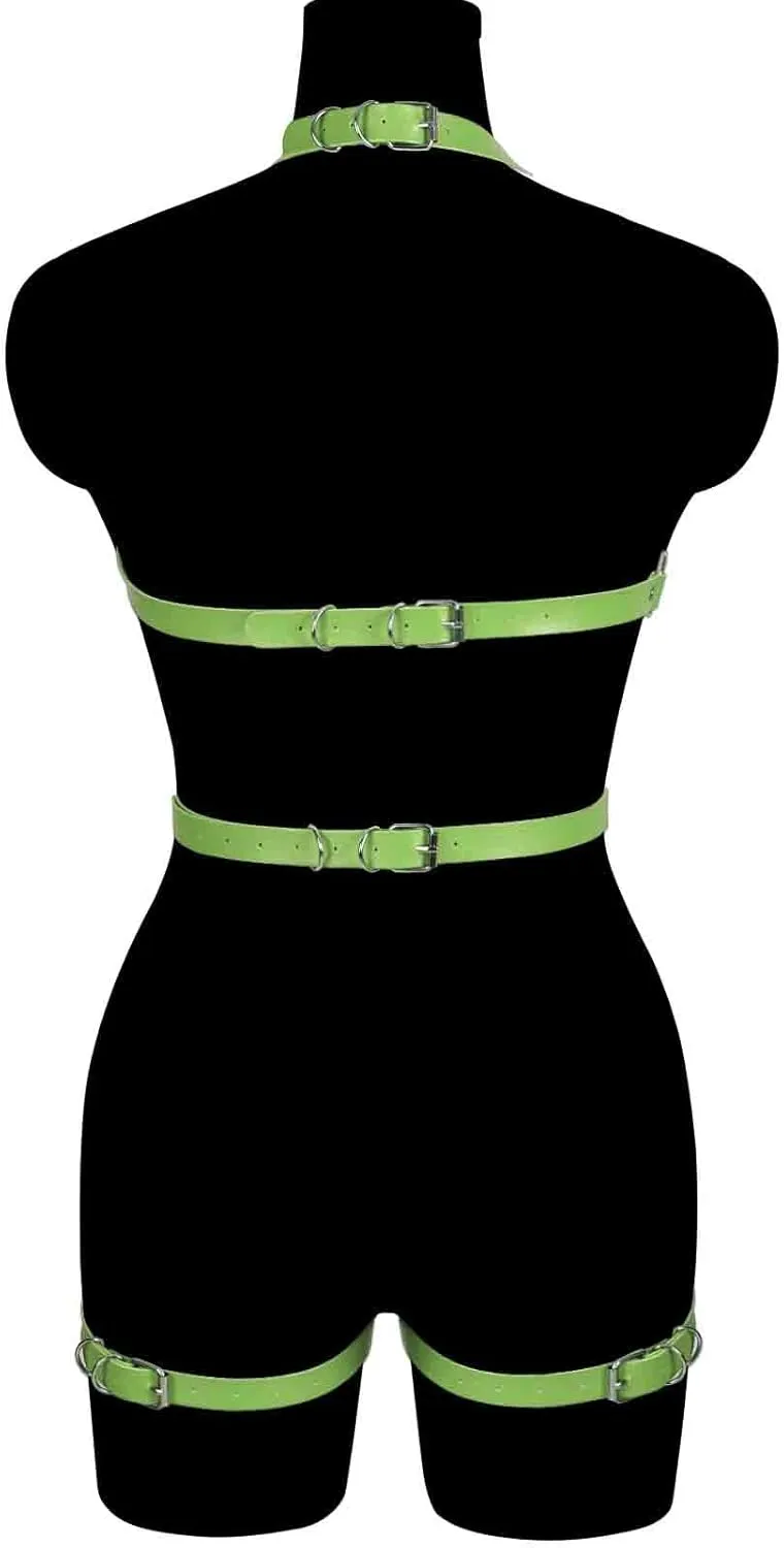 Waist garter belt set Punk Full body harness for women Photography Dance Rock Leather cage Chest strap Halloween