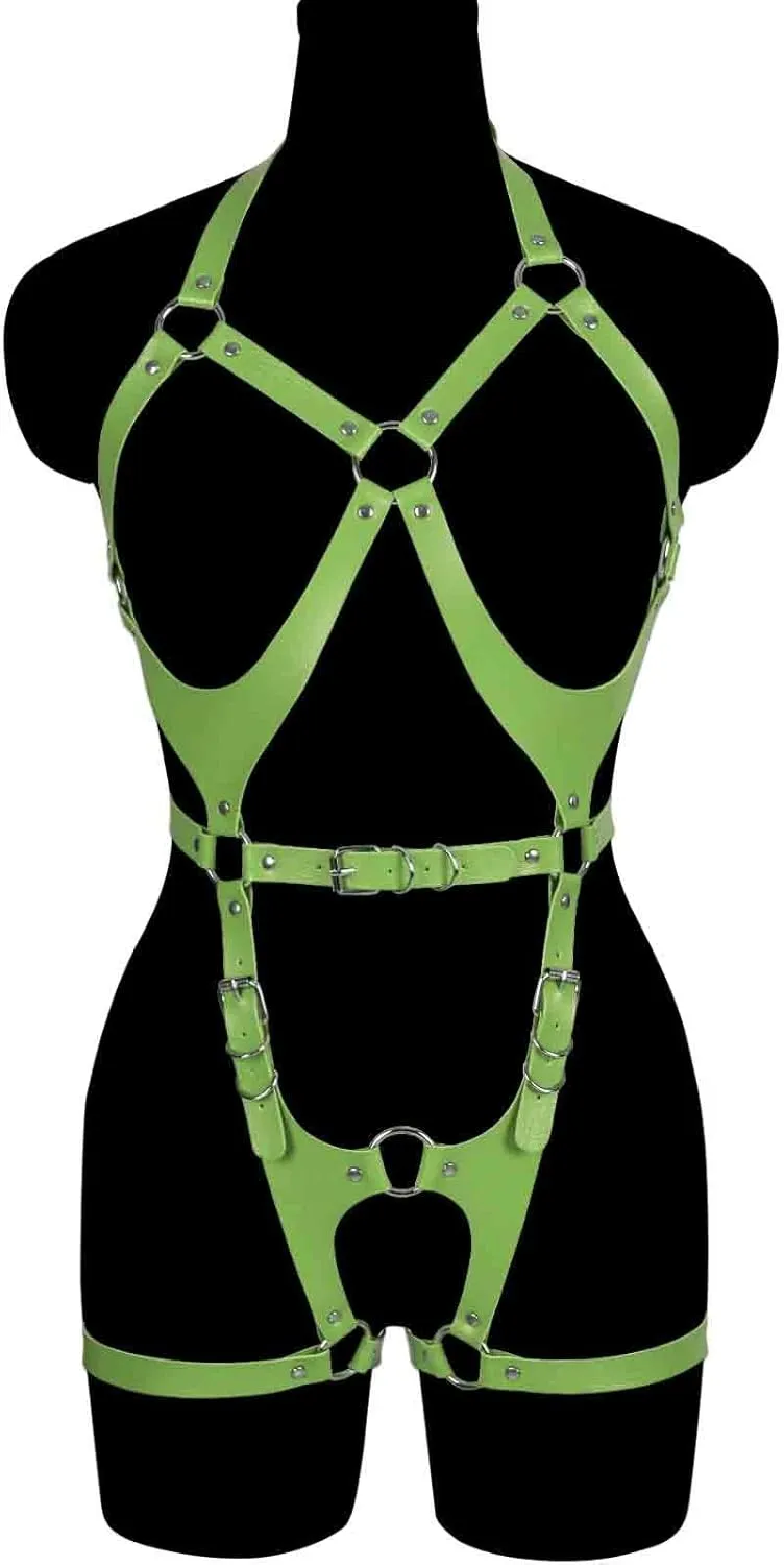 Waist garter belt set Punk Full body harness for women Photography Dance Rock Leather cage Chest strap Halloween