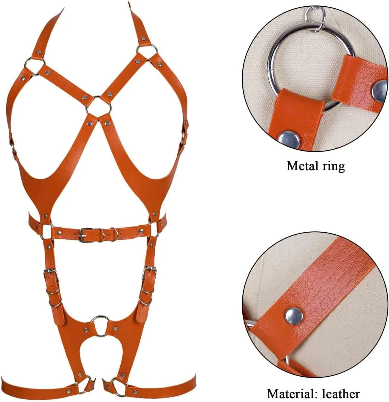 Waist garter belt set Punk Full body harness for women Photography Dance Rock Leather cage Chest strap Halloween