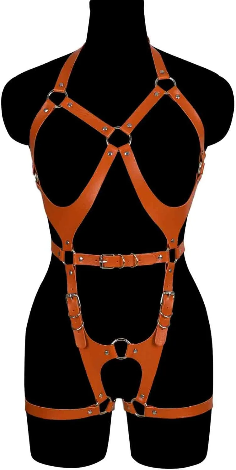 Waist garter belt set Punk Full body harness for women Photography Dance Rock Leather cage Chest strap Halloween