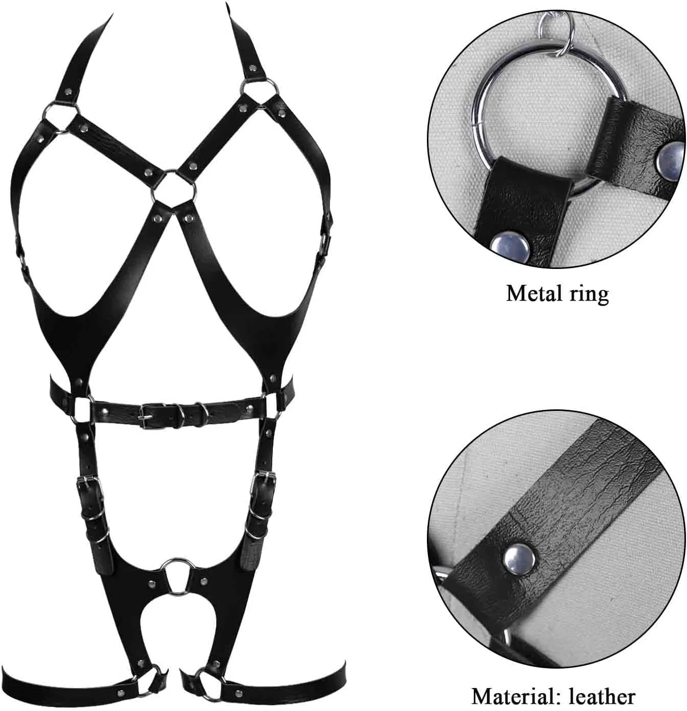 Waist garter belt set Punk Full body harness for women Photography Dance Rock Leather cage Chest strap Halloween