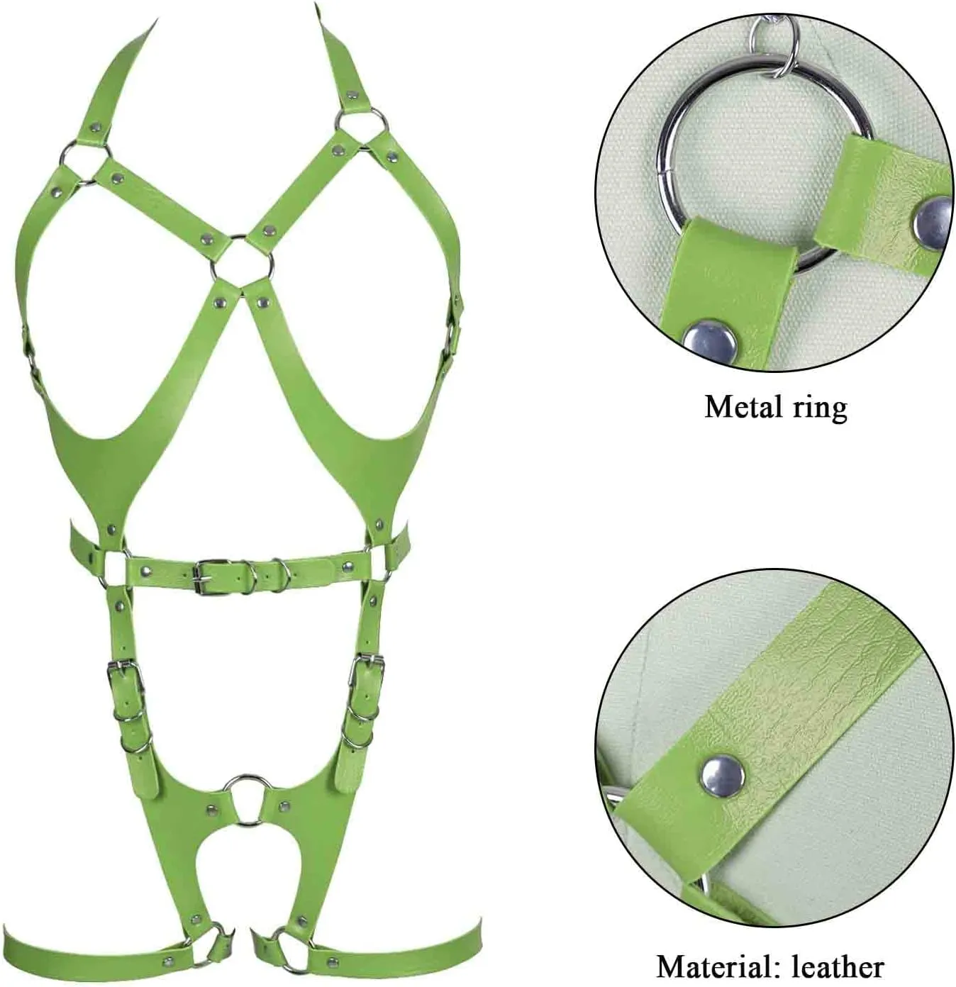 Waist garter belt set Punk Full body harness for women Photography Dance Rock Leather cage Chest strap Halloween