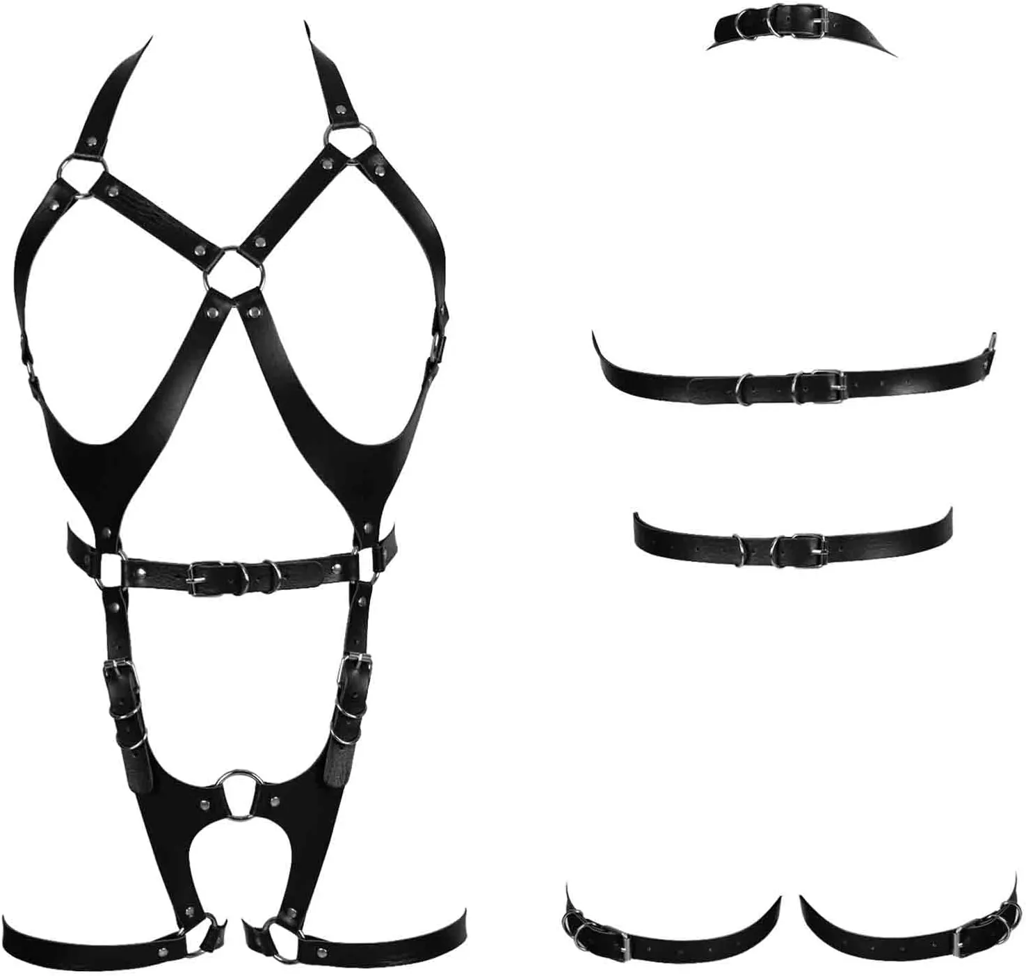 Waist garter belt set Punk Full body harness for women Photography Dance Rock Leather cage Chest strap Halloween