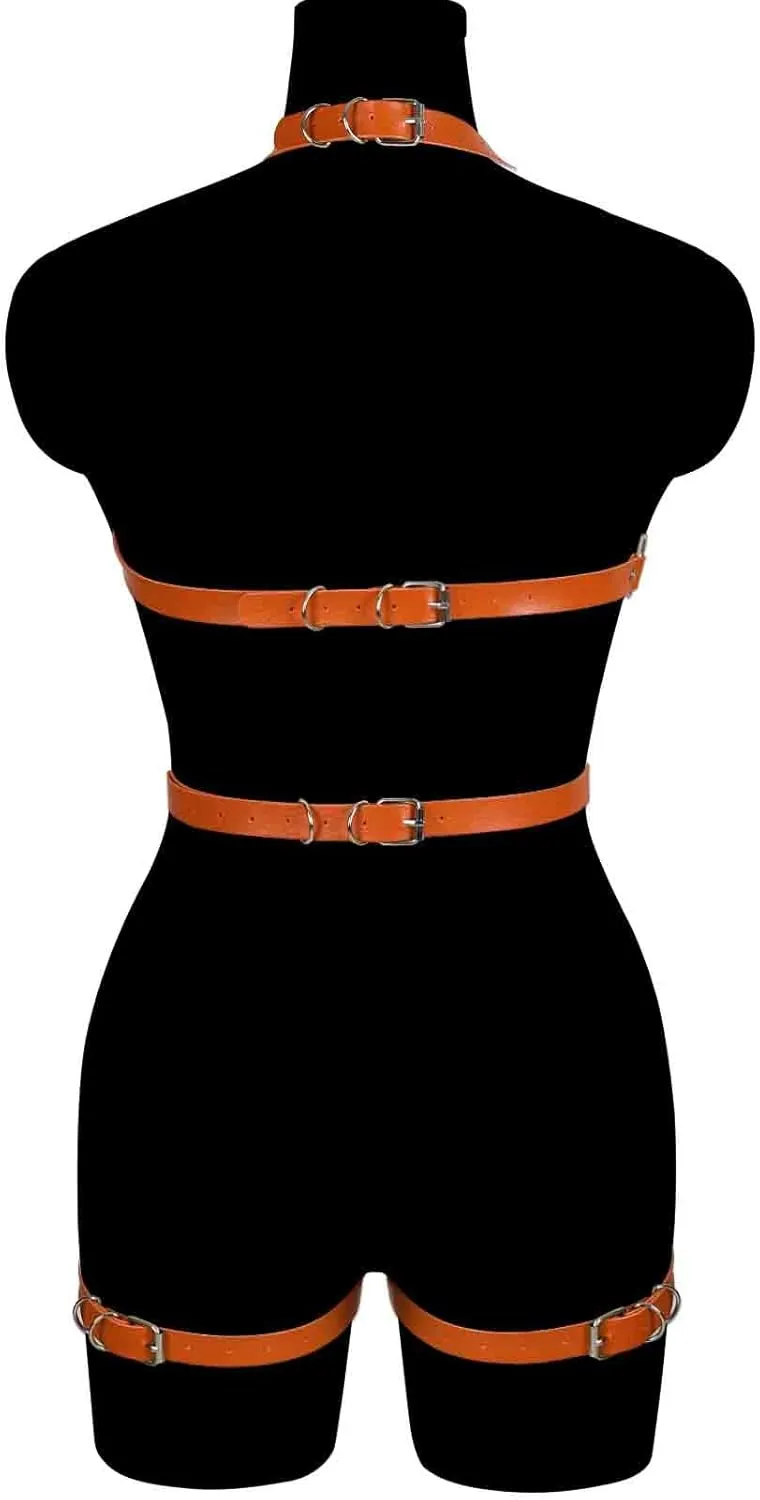 Waist garter belt set Punk Full body harness for women Photography Dance Rock Leather cage Chest strap Halloween