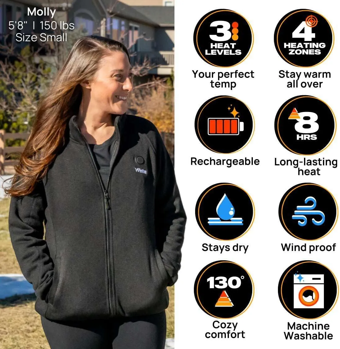 Weston Heated Fleece Jacket for Women - Rechargeable & Electric - Women's Heated Jacket & Sweatshirt for Cold Weather