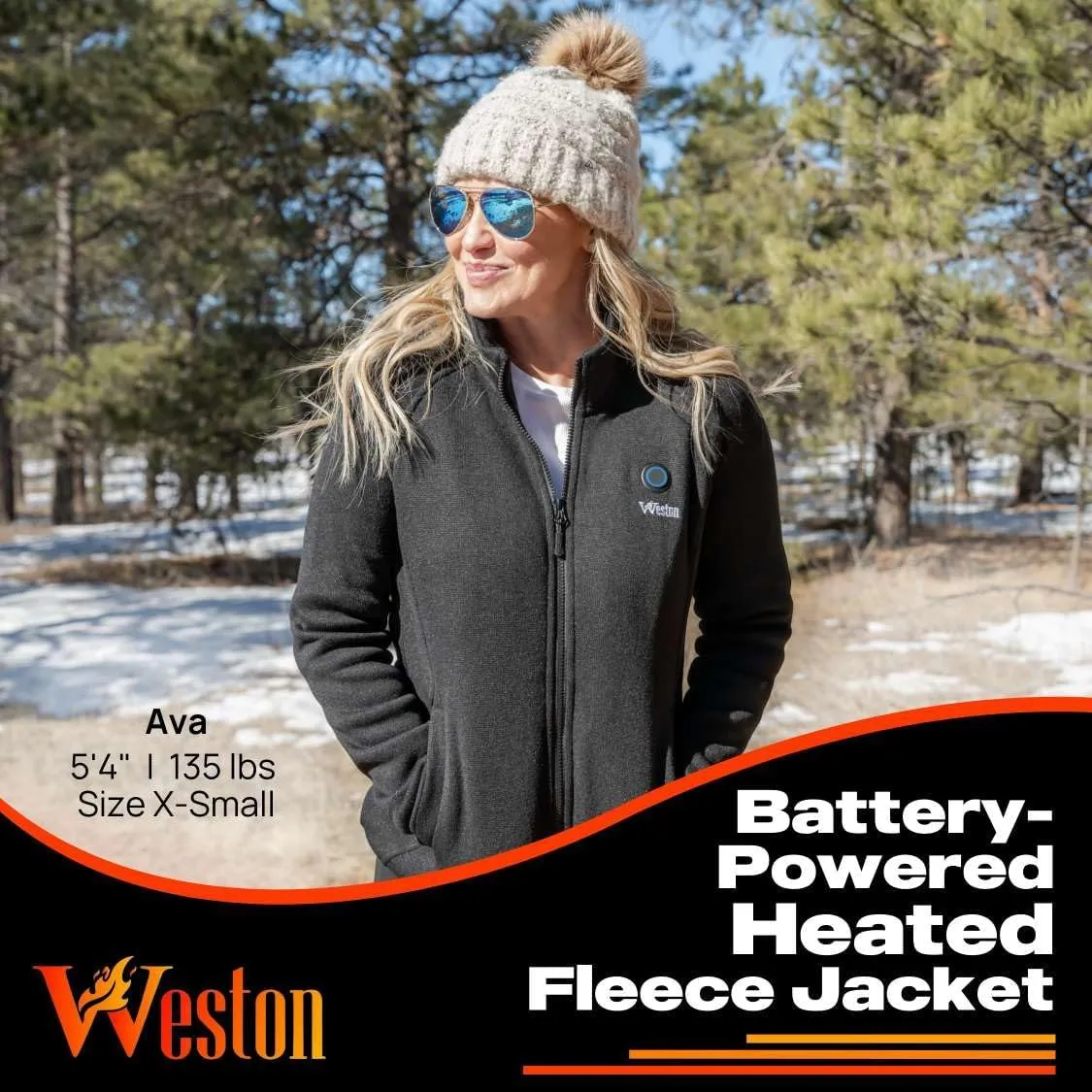 Weston Heated Fleece Jacket for Women - Rechargeable & Electric - Women's Heated Jacket & Sweatshirt for Cold Weather