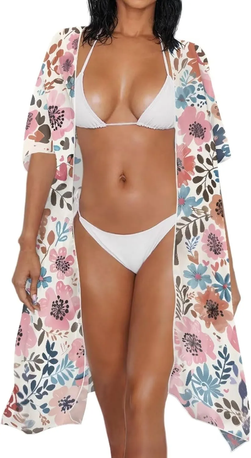 Women Swimsuit Set Kimono 3 Piece Swimsuit Cover Ups Plus Size String Bikini Pool Party Outfits
