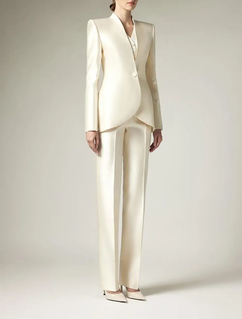 Women's Shiny Satin Suit 3 Piece Slim Fit Set Formal Jacket Pants Vest Sets for Women Suits Dinner