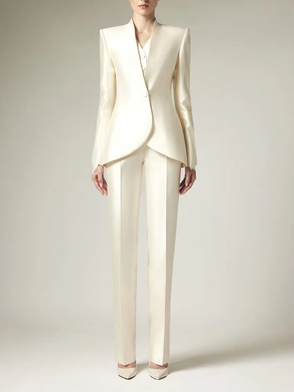 Women's Shiny Satin Suit 3 Piece Slim Fit Set Formal Jacket Pants Vest Sets for Women Suits Dinner