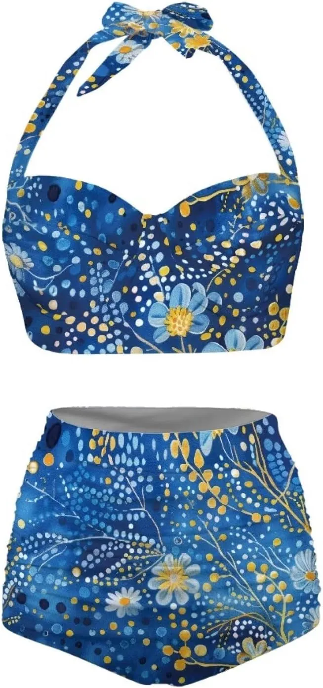Women's Two Piece Swimsuits Sexy Tummy Control Bikini Sets High Waist Bathing Suits Ruched Ruffle Push Up for Women