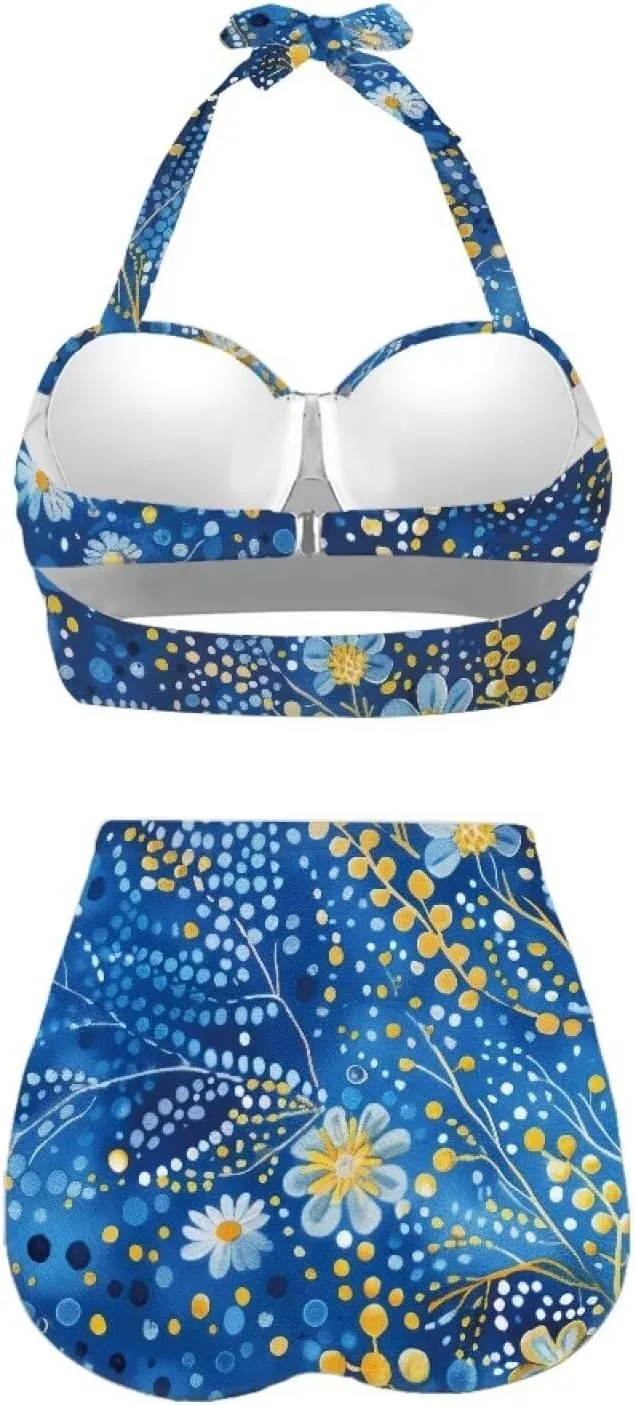 Women's Two Piece Swimsuits Sexy Tummy Control Bikini Sets High Waist Bathing Suits Ruched Ruffle Push Up for Women